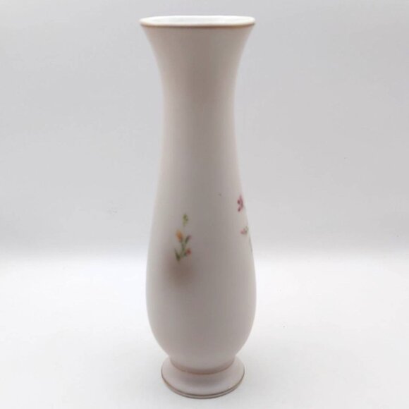 Porcelain Hibiscus Floral Bud Vase COR Crown 1988 Japan Matte Finish Gold Trim - Picture 3 of 7